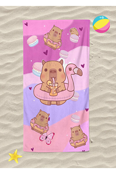 Erays Home Capybara Digital Printed Children's Beach Towel Cotton Beach Towel...