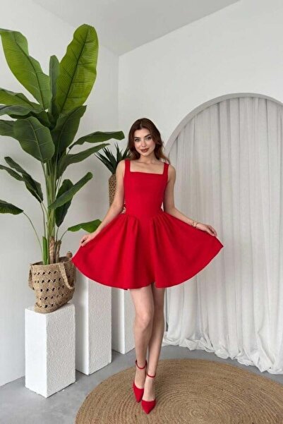 CKM MODA Dresna Bow Detailed Dress Red