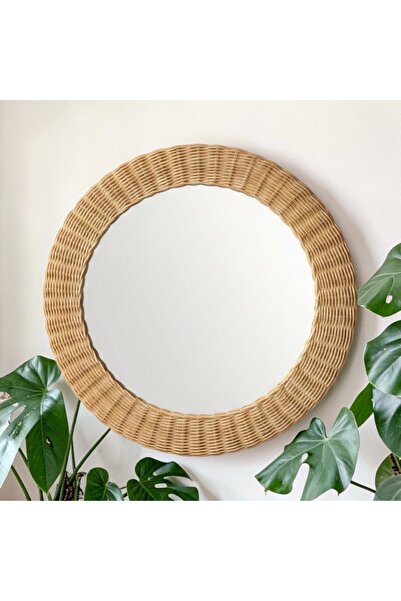 defnetasarimbambu El Yapımı Doğal Rattan Ayna – 40 cm Çap