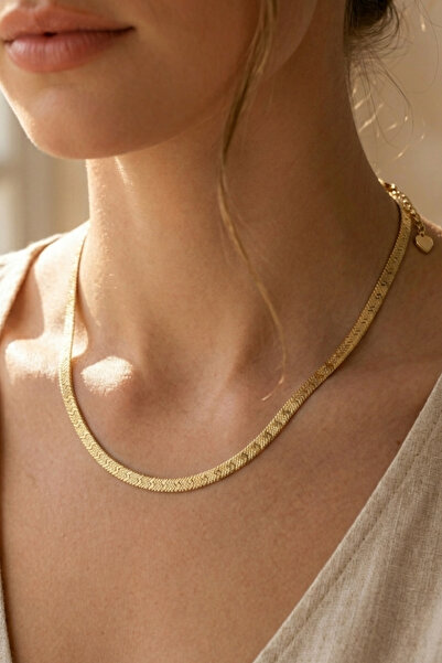 Rua Jewelry قلادة فولاذية إيطالية على شكل حرف V مقاس 4 مم لون ذهبي |   مقاوم ...