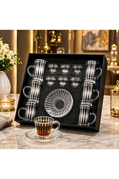 laverahome 18Pcs Luxury Cup and Plate Set |   Elegant Engravings and Patterns...