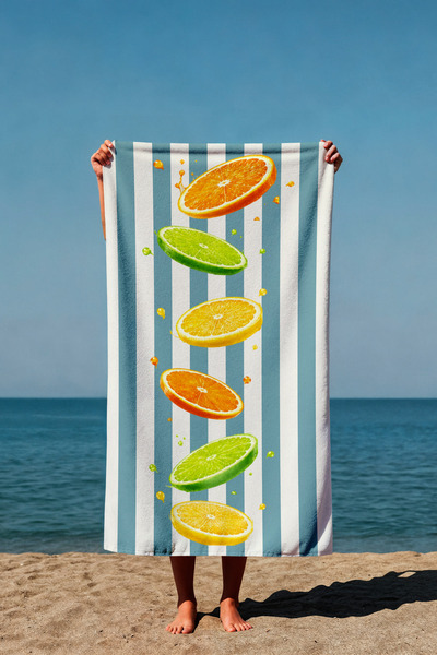 Luvis Store Fresh Citrus Patterned Printed Beach Towel