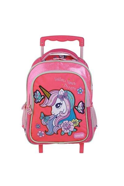 OEM Rucsac cu troler pentru grădiniță, unicorn fucsia