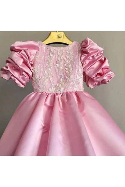 sunshine boutique15 Pink Fluffy Occasion Dress-5/4 Length 52 cm