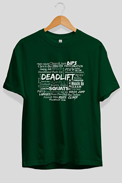Ankhises Tricou verde cu imprimeu Deadlift Oversize, 100% bumbac, îmbrăcămint...