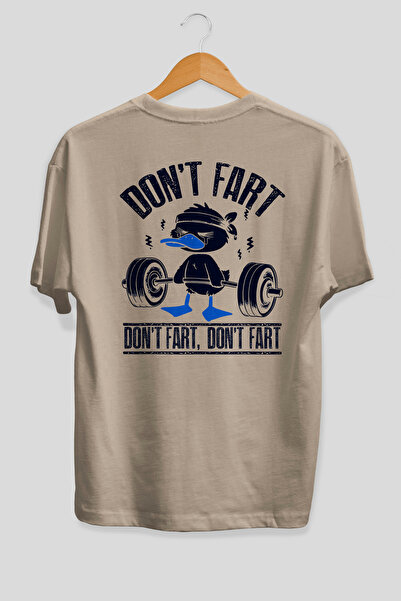 Ankhises Tricou Dont Fart Oversize cu imprimeu pe spate, bej, 100% bumbac, îm...