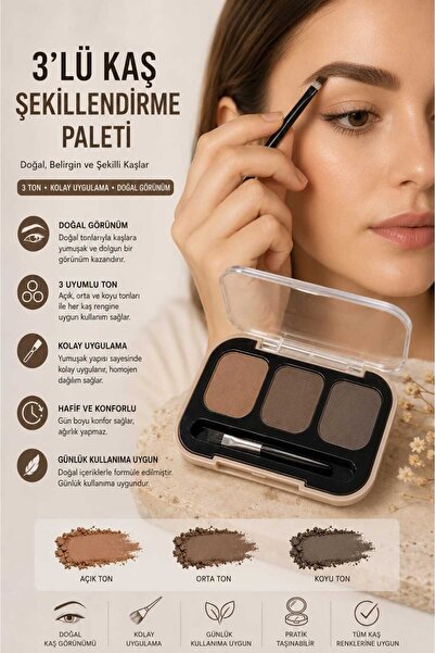 VitaMood Yaşam 3-Pack Eyebrow Shaping Palette – Natural-Looking Eyebrow Shado...