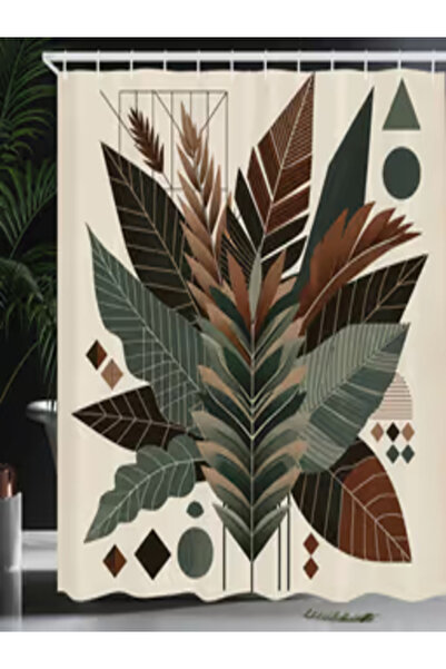 Abakuhaus Perdea de duș Monstera, stil boem tropical abstract, rezistentă la ...