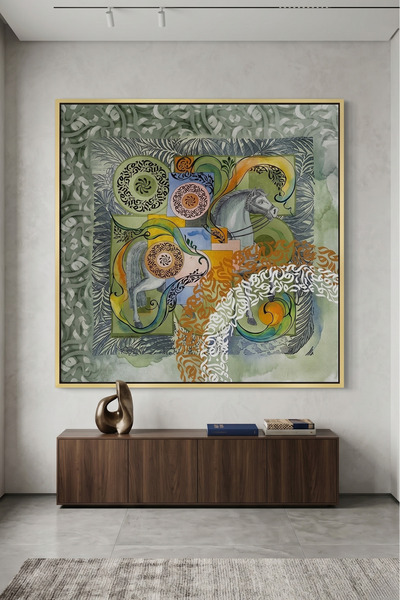 Jasmine Art Spirit of Al Khail Islamic Wall Art | Framed Canvas Print | Arabi...