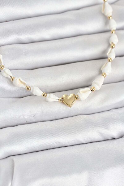 Inure Jewelry Natural Seashell Heart Model Necklace