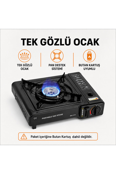 Coverzone 2800W Portatif Gaz Ocağı Butan Gazlı Elektronik Ateşlemeli Taşınabi...