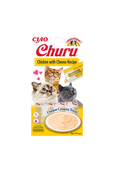 Inaba Churu Gustare cremoasă pentru pisici cu pui și brânză 4 x 14 g