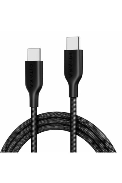 PITAKA Cablu USB-C la USB-C flexibil împletit, 1,2 m, Negru