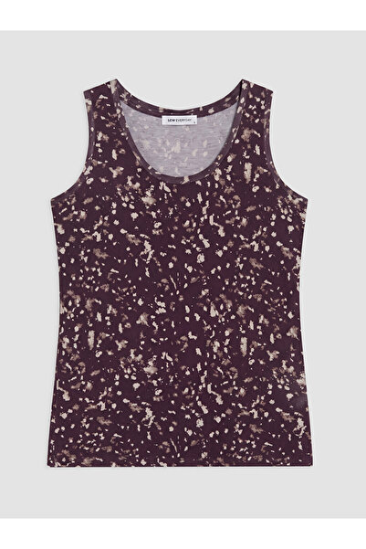 LC Waikiki Burgundy Crew Neck Patterned Women's Tank Top