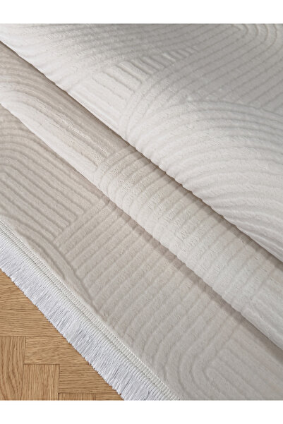 Relief Carpet Anti-Slip Bottom Stain Resistant Machine Washable Fringed Cream Carpet Runner Living Room Living Room