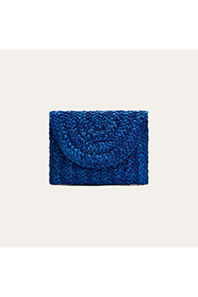 Mudo Women's Navy Blue Straw Portfolio Bag