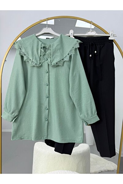 EC MODA Lace Collar Detailed Trouser Suit
