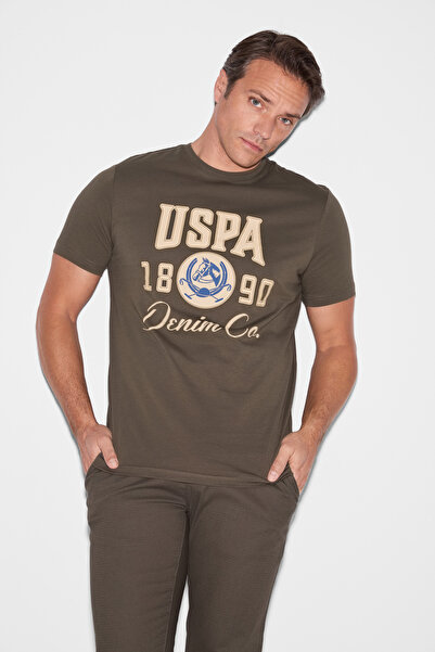 U.S. Polo Assn. Erkek Koyu Haki Regular Fit Bisiklet Yaka Tişört 50327174-VR111