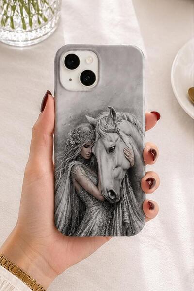 3GEN CASE iPhone 13/14/15 Uyumlu Beyaz At ve Prenses Desenli Lansman Kılıf İç...