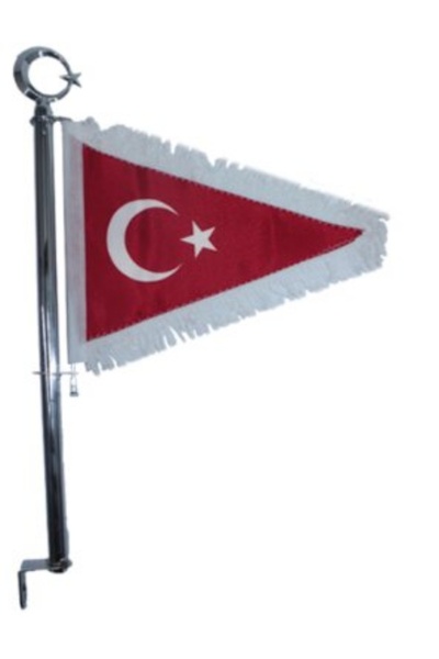 Hobbys Flama Türk Bayrağı Direkli Beyaz Püsküllü Ayyıldızlı Motosiklet Bayrağı