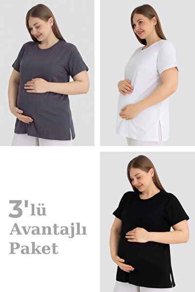Arma Yıldız Pamučna majica za trudnice sa kratkim rukavima, 3 komada – mekana...