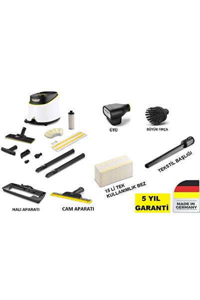 Karcher Sc 3 Deluxe Buharlı Temizlik Makinesi Ütü, Büyük Fırça, Halı Aparatı,...