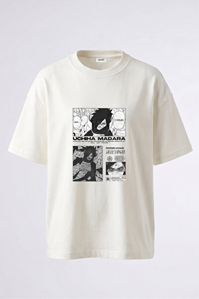 Anetos Tricou supradimensionat alb din bumbac cu imprimeu pe spate Madara Uch...