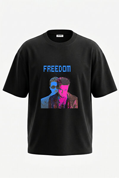 Anetos Fight Club_1 Tricou oversize negru din bumbac cu imprimeu pe spate