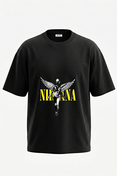 Anetos Nirvana Design pamučna crna oversize majica sa štampanim leđima