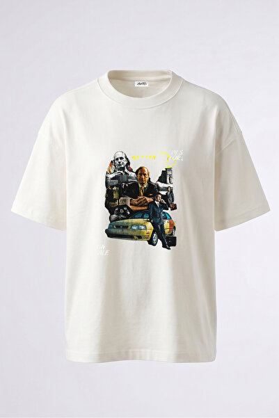 Anetos Tricou supradimensionat alb din bumbac cu imprimeu pe spate Better Cal...