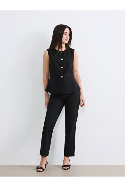 LC Waikiki Soulife Black Petite Normal Waist Women's Trousers