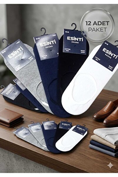 Funny Life Esinti Cotton Men's Ballerina Socks - 12 Pieces Economical Pack