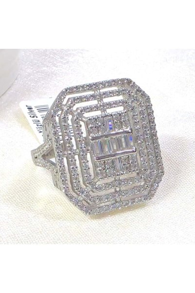Güler Yüzlü Silver 2,30 CM BÜYÜK BAGET GÜMÜŞ YÜZÜK - 20