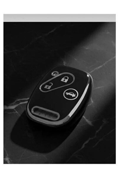 KeyRoN غطاء حماية لمفتاح السيارة هوندا سيفيك FD6 CRV أكورد ذو 3 أزرار أسود/فضي