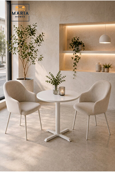 MARIA HOMES Modern Round Café Table Pedestal Dining Table Bistro Table for Co...