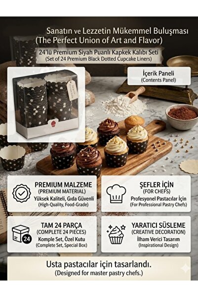 LOVYCO 24 Pieces Black Dotted Cake Capsule Set - Oven Compatible Muffin Bakin...