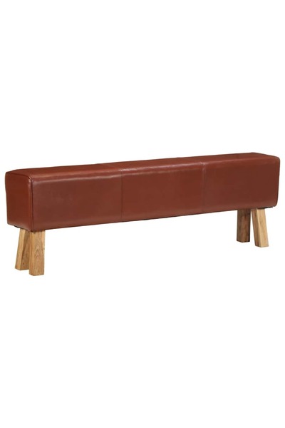 vidaxl Bancă Bok gimnastică maro 160 cm piele naturală/lemn acacia