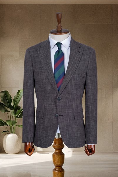 Sergio Ferraro Black Textured Slim Fit Classic Men's Blazer Jacket