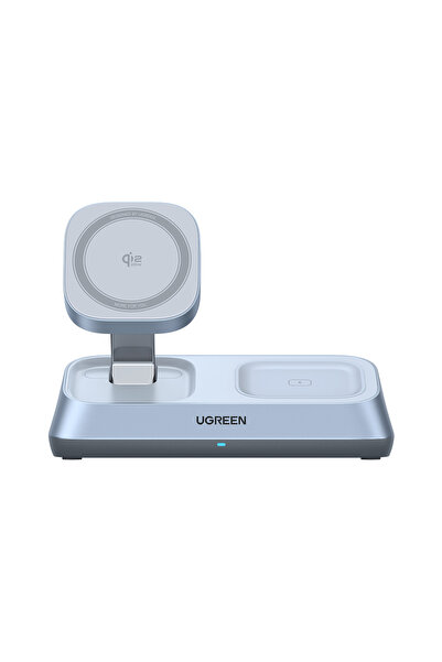 Ugreen 3-в-1 Магнитно безжично зарядно Qi2 25W, Синьо