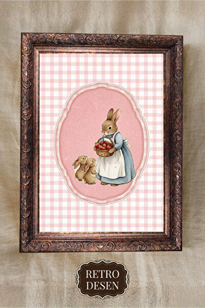 Retro Vintage Bebek Odası Tablosu, Çerçeveli Çocuk Odası Tablosu, Çocuk Odası...