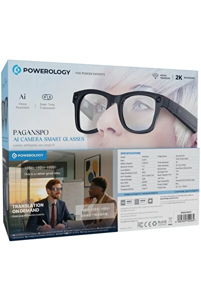 Powerology Paganspo AI Camera Smart Glasses Gray