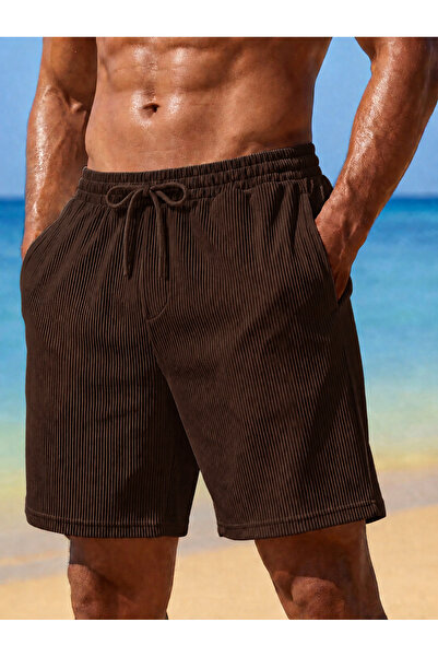 S&A DESIGN Men's Summer Elastic Waist Lace-Up Ottoman Twill Shorts