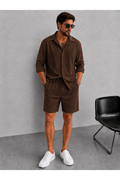 S&A DESIGN Men's Summer Ottoman Twill Fabric Shorts-Shirt Set