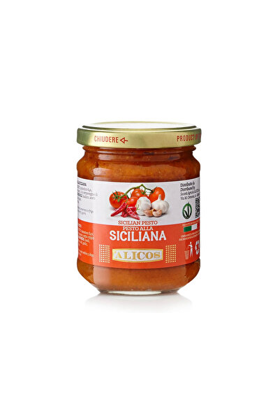 Alicos 🇮🇹 Orijinal İtalyan Sicilya Usulü Domates ve Bademli Pesto Sosu 190 g