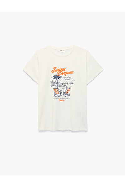 Koton X Şahika Ercümen - Cotton Crew Neck Short Sleeve Saint Tropez Printed T...