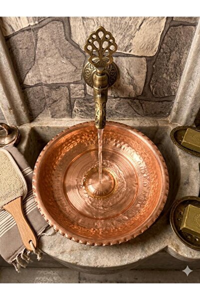 Bakır Center Baby Copper Bath Stone Small 15 cm Ottoman Dynasty Bath Stone Si...