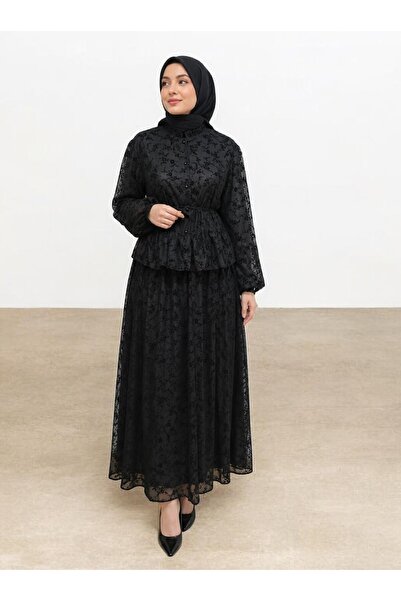 WOMEN Flok Etekli Flower Takım