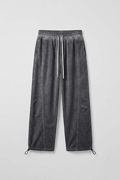 ablukaonline Men's Baggy Washed Parachute Jogger Sweatpants Anthracite