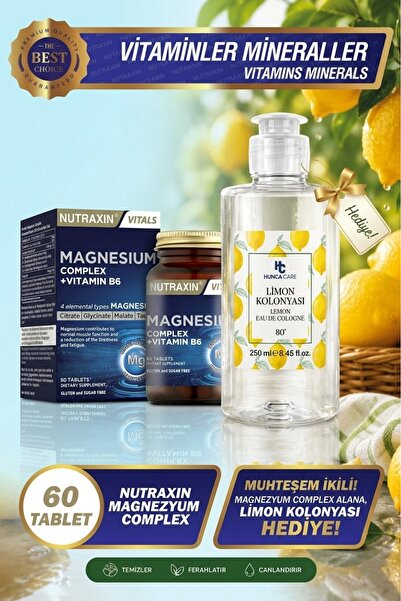 Nutraxin Magnezyum Complex 60 Tablet 125 Mg - HC Limon Kolonyasi 250ml Hediyeli