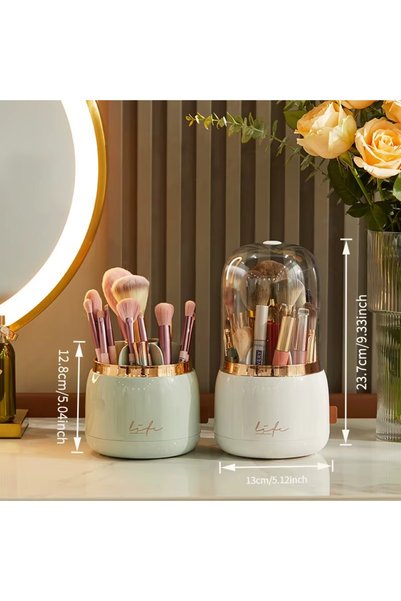 ORVİCA Stylish New Generation Covered 360 Rotatable Stand Brush Cosmetic Makeup Organizer